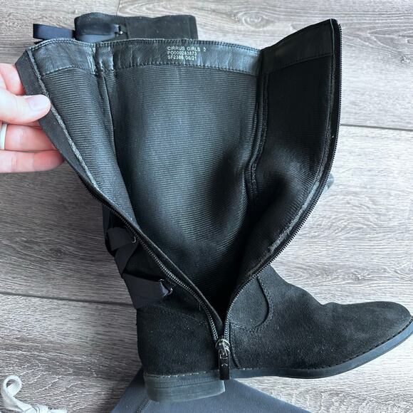 Sam Edelman Black Suede Tall Lace Up Boots - Size 2 - Picture 8 of 8